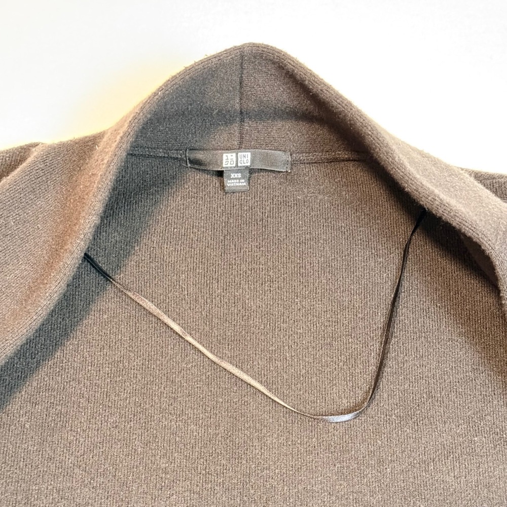 Uniqlo Black Longline Open Front Cardigan Duster Sweater Women's XXS Minimalist - Picture 13 of 14
